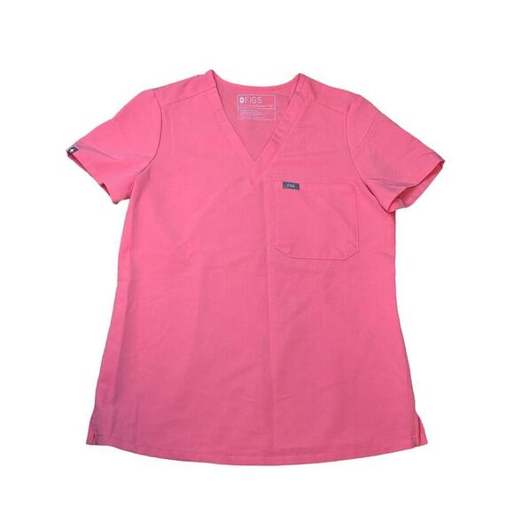 Figs Catarina One-Pocket Scrub Top in Neon Pink - Picture 1 of 5